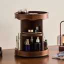 360° Rotating Walnut Wood Makeup Organizer, 11.2" Cosmetic Caddy