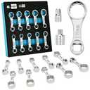 Torque Adapter Set Metric 12PCS, Includes 10, 11, 12, 13, 14, 15, 16, 17, 18, 19mm, 12 Point Box End Torque Wrench Extension Adapter 3/8" Drive, with 1/2" + 1/4" Drive Converters