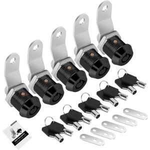5 Pack Tool Box Lock with Keys, 5/8" RV Storage Lock Keyed Alike, Cabinet Lock Cam Locks for Toolbox Lock Replacement Mailbox RV Compartment Locks with Manual (Black -5 Pack, 5/8 Inch)