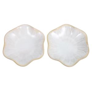 2pcs Lotus Leaf Shaped Ceramic Jewelry Tray Ring Dish Holder Small Organizer for Earrings Necklaces Bracelets Keys with Box and Pearl Cotton Bag