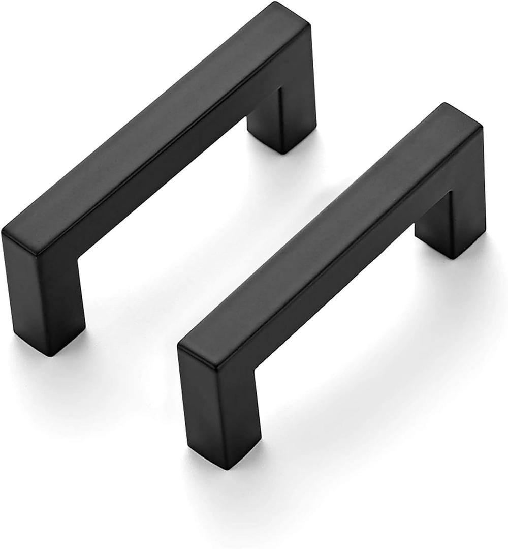 Ravinte 10 Pack 3 Inch Square Cabinet Handles - Matte Black Drawer Pulls, Kitchen Cabinet Hardware