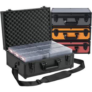 Graded Card Storage Box Holds 155+ Graded Cards or 700+ Top Loaders - Aluminum Alloy Trading Cards Case, Sports Card Storage Box with Lock, Fits PSA, CSG, BGS (XL Black)
