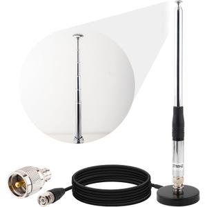 27MHz CB Antenna Magnetic 9-Inch to 51-inch, BNC Male Telescopic Antennas for CB Handheld/Portable Radio, Compatible with Cobra Midland Uniden President Radio