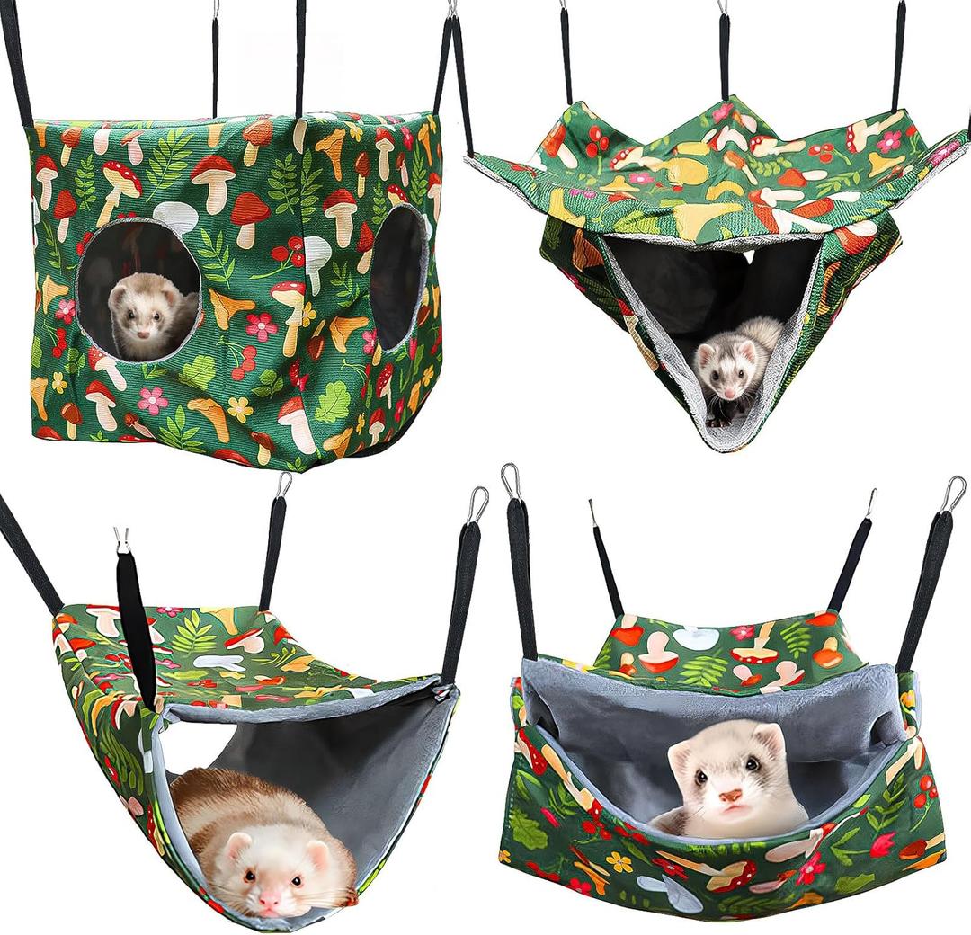 Ferret Hammock 4 Pack, Guinea Pig Hideout Washable Rat Hammock on Ferrets Cage Soft Guinea Pig hammocks for Rat, Sugar Glider, Squirre