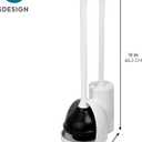 iDesign Una Plastic Toilet Bowl Brush and Plunger Combo Set for Bathroom Cleaning and Storage, White