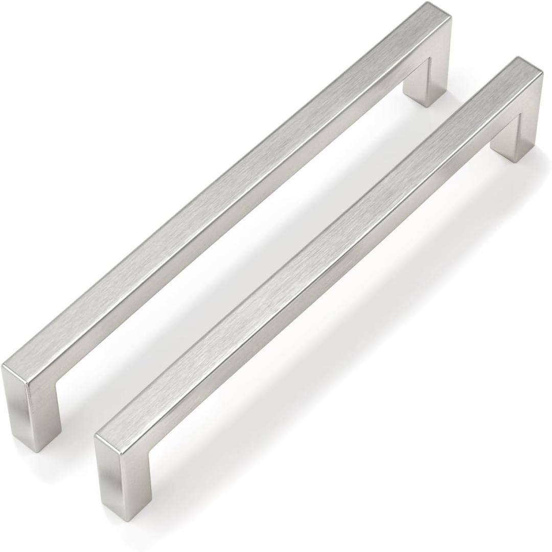 Goldenwarm 10 Pack 7-1/2 Inch Brushed Nickel Cabinet Pulls Square Drawer Handles Silver Kitchen Hardware Cupboard Dresser