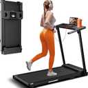 Treadmill with Handles, Portable Small Treadmills for Home and Office, 3.0HP Folding Walking Pad with 300 lbs Capacity, Cup Holder, LED Display and 12 Preset Programs