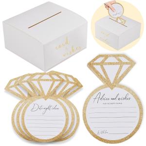 Bridal Shower Games Wedding Advice Cards Wedding Shower Games 50 Guests Advice and Wishes Ring Shaped Gold