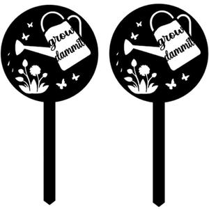 2pcs Grow Dammit Funny Garden Vegetable Signs, Unique Gardening Decor Outdoor, Flower Vegetable Garden Plant Accessories, Fun Gardening Gifts for Women Men Mom Gardeners Who Love Plants