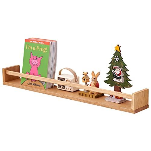 OAKERLAND Oak Floating Shelves 32 Inch Nursery Shelves, Nursery Book Shelves Floating Bookshelves Wall Mounted Shelves for Books, Toys and Decor Storage