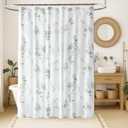 Extra Long 72x84 Inch Shower Curtains for Bathroom,Fabric Waterproof White and Sage Green Boho Floral Pattern Farm House Cottagecore Shower Curtain 72 x 84 in Length