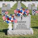 Giegxin 4 Bundles Memorial Day Flowers for Cemetery Artificial Grave Flowers Decoration Red White and Blue Flower Bouquet with Flags Patriotic 4th of July Decorations for Home Table Decor