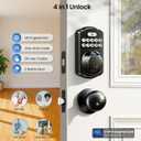 Veise Fingerprint Door Lock with 2 Knobs - Keyless Entry Door Lock with Handle, Electronic Keypad Deadbolt, Smart Front Handle Set, Auto-Locking, Waterproof, Easy Installation, Matte Black