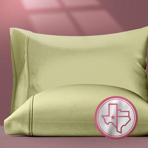 Texas Linen Co. 100% Egyptian Cotton King Size Pillow Cases Set of 2 - Luxury 800 Series Happy Hushin' Collection Cotton King Pillow Cases (Sage Green), Cooling Hotel Pillowcovers for Comfy Sleeping