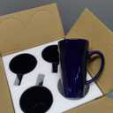 16oz Funnel Ceramic Tall Coffee Mugs for Coffee, Tea, Cocoa, Latte, Milk set of 4(Cobalto)