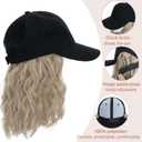 S-noilite Baseball Cap Wig with Hair Extensions 8" Short Curly Wavy Bob Hairstyle Adjustable Hats with Hair Attached for Women Synthetic Highlight Balayage Wavy Bob Hat Wigs(#85P613-Mix Blonde)