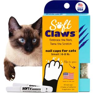 Soft Claws Cat Nail Caps for Small Cats(40 Caps, Silver Sparkle)-Made in USA-Veterinarian-Developed, Non-Toxic| Protects Furniture & Skin-Easy to Apply, Long-Lasting Anti-Scratch Soft Cat Claw Covers