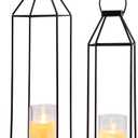 Outdoor Lantern Decorative 21.5" 18.3" Candle Lantern Set of 2 Porch Lantern Decorative Front Porch Lantern Tall Floor Lanterns Decor Indoor Battery Powered Candle Lantern Decor for Indoor Outdoor (Large&extra Large)