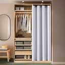 ChrisDowa Blackout Door Curtains for Doorway Privacy, Grommet Closet Curtain for bedroom closet door, Thermal Insulated Temporary Door Cover Room Divider Curtain (1 Panel, Greyish White, 42 x 80 Inch)