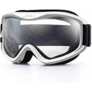 Juli Kids Ski Goggles,Snow Snowboard Goggles Boy Girl Snowmobile Skiing Skating Age 3-8 4302 (Matte White Frame/Clear Lens (Vlt 83%))