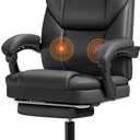 Furmax Executive Office Chair with Foot Rest Big and Tall Office Chair Ergonomic Home Office Desk Chairs Reclining High Back Leather Chair with Lumbar Support, 400LBS (Black)