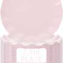 LIYH 20 Pcs 7.5 Inch Pink Scalloped Plastic Plates Reusable  Unbreakable Plastic Cake Dessert Plates for Weddings Party Outdoor Picnics Dishwasher Safe BPA Free Easter (20Guests)