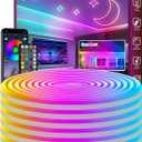 FBZ 50Ft Led Rope Lights, Flexible Neon Lights Control with App/Remote, Multiple Modes, IP65 Outdoor RGB Waterproof, Music Sync Gaming Light Strip for Bedroom Decor