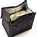 Cater Tek 14.9 x 13.1 x 9.4 Inch Food Delivery Bags, 10 Insulated Food Carriers - Leakproof, Reusable, Black Non Woven Fabric Catering Bags, for Hot Or Cold Meals