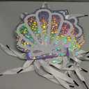 Locmeo 12 Pack Sea Shell Gift Bags Mermaid Goodie Bags Party Favor Iridescent with Handle for Under The Sea Party Summer Ocean Beach Birthday Wedding Shower Celebration Supply Decoration (Holographic)