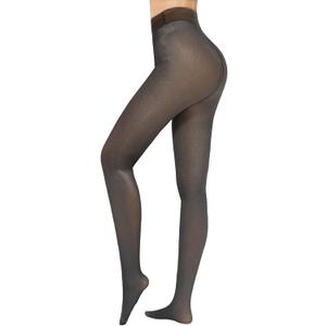 Fleece Lined Tights Sheer Winter - Fake Translucent Tights Winter Thick Warm Pantyhose Sheer Women Leggings (XXL)
