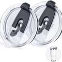 30 oz Tumbler Replacement Lids 2 Pack,Fit of Inner Diameter 3.7 to 3.73 INCH Tumbler Cup,Spill Proof Splash Resistant Tumbler Lids Silicone Flip Covers BPA-free.