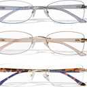 Rimless Reading Glasses for Women, Rectangle Blue Light Blocking Readers With Tinted Edge +2.50