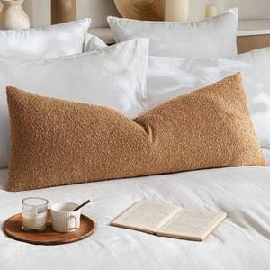 MIULEE Textured Boucle Throw Pillow Cover Brown Accent Solid Lumbar Pillow Case Decorative Vintage Soft Pack of 1 Couch Cushion Mid Century Chair Sofa Bedroom Livingroom Home Decor,36x14 Inch