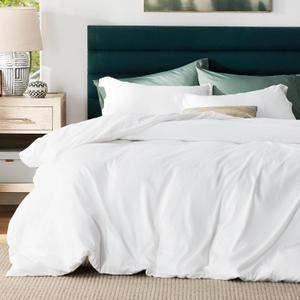 Bedsure Duvet Cover Queen Size - Moisture-Wicking, Silky Eucalyptus Lyocell Cotton Hybrid Comforter Cover Set for Hot Sleeper - GentleSoft™ and Breathable, Cooling Bedding Set, Bright White