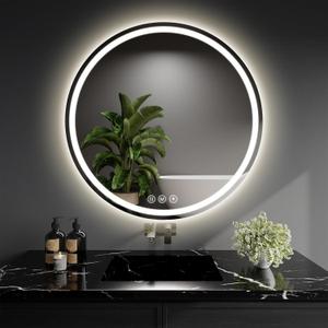 LED Bathroom Mirror 28 Inch Round Bathroom Mirror with Lights, Circle LED Mirror, Wall Mounted Lighted Bathroom with 3 Colors Brightness, Anti-Fog, Dimmable, Shatter-Proof