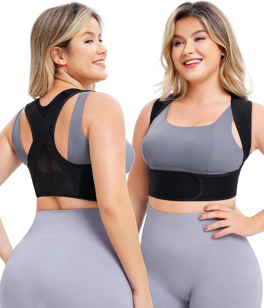URSEXYLY Posture Corrector for Women,Adjustable Upper Back Brace for Posture, Breathable Back Straightener Posture Corrector,Comfortable Back Shoulder Clavicle Support &Neck Pain Relief (Black, M/L)