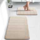 Yimobra Bathroom Rugs Sets 2 Piece, Soft Absorbent Memory Foam Bath Mats Set, Dry Fast Bath Mat, Machine Washable Bath Rug Set for Bathroom, 17x24+31.5x19.8 Inches, Beige (31.5x19.8+24x17 Inch)