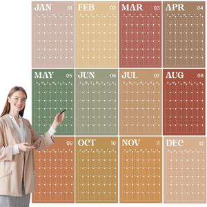 24" x 16" 2026 Large Wall Calendar Undated 12 Month Planner Dry Erase Reusable Monthly Blank Wall Calendar Big Yearly Planner for New Year Office Home School Organizing Planning (Brown Green)