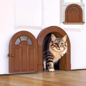 Purrfect Portal Meow Manor XL Interior Cat Door  No-Flap Pet Door for Interior Doors, Easy DIY Installation, Cat Door for Cats up to 30 lbs, Brown
