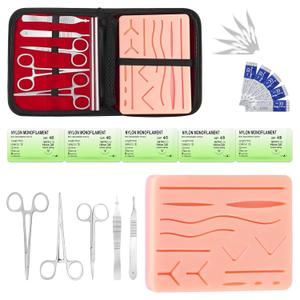 Suture Practice Kit for Medical Students, Silicone Pad Surgery Wounds Closure Suturing, Supplies for Vet Nursing Students Surgical Stitches Kits De Suturas Med School Essentials.