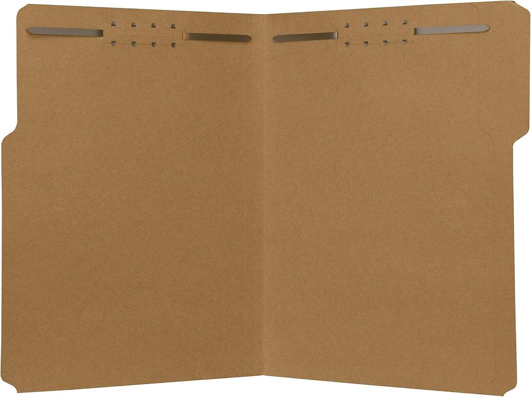 The File King Kraft File Folder with Dual 2" Fasteners | Letter Size - Box of 50 | 1/3 Top Tab | Heavyweight Filing Solution for Patient Charts, Legal Documents, Records | Made in USA