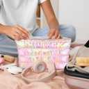 5 x Hiroyuki Iridescent Makeup Bag, 14 inches Cosmetic Bag, Large Capacity Travel-Friendly Pouch (plain, pink)