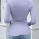 Amoretu Women's Stretchy Ruched Slim Fit Shirt Long Sleeve Going Out Fitted Tops (Blue, XL)