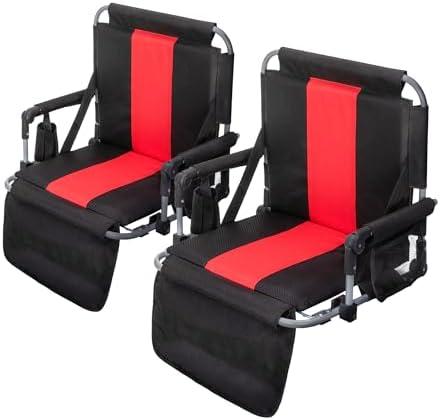 Alpha Camp Stadium Seat for Bleachers Portable Outdoor Floor Folding Stadium Chair with Armrest, Back Support, Cup Holder, Mesh Bag and Hide Hooks