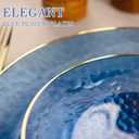 Lullaby 60Pcs Blue Gold Plastic Plates, Blue Disposable Plates With Gold Rim, Plastic Plates Include 30 Dessert Plate 10'', 30 Dinner Plate 7.5'' for Party, Birthdays and Wedding