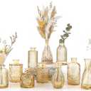 UPBUD Amber Glass Bud Vases Set of 12, Gold Mini Flower Vase for Centerpieces, Small Vases in Bulk for Wedding Decorations, Vintage Vase for Table, Recepetion, Home Decor