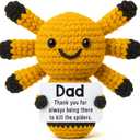Funny Dad Gifts from Daughter, Novelty Thank You Gratitude Appreciation Gift for Daddy Dada Father StepDads Birthday Christmas from Son Kids, Handmade Mini Crochet Spider Present
