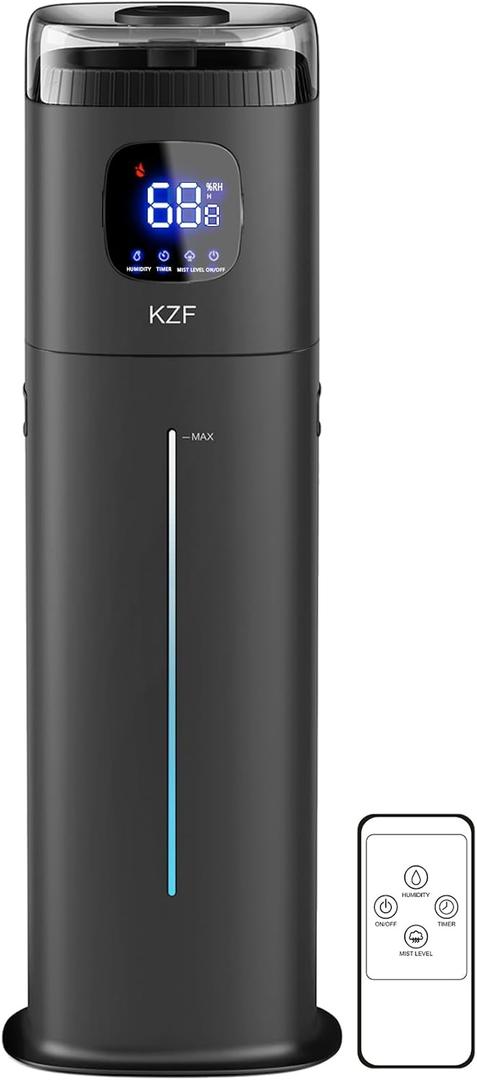 9L Humidifiers for Bedroom Large Room-Ultrasonic Cool Mist Humidifier with Humidistat, 72 Hours, Top Fill, 26dB Quiet, 3 Mist Levels, Auto Shut-Off for Baby Nursery and Plants (Black)