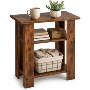 Narrow Side Table, 3 Tier Rustic End Table for Living Room, Small Wood Nightstand with Storage Shelves, Slim Bedside Table for Bedroom, Couch, Small Spaces, 22.8" High,Farmhouse Style