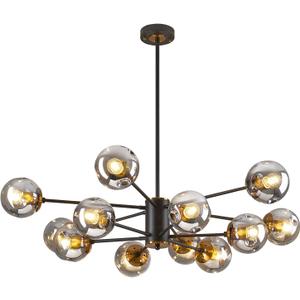 DDLLDESHI 2 Tiered Modern Gold Chandelier Sputnik Ceiling Light Fixture with 12 Globe Glass Bubble Shade Chandeliers for Dining Room Hotel Bar Home Billiard Room (41" Large Black Chandelier), 12 lighting